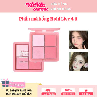 [HOLD LIVE] Phấn má hồng Hold Live 4 ô màu Hồng Lạnh Chance On tự nhiên nhiều tone màu kèm má hồng kem (HL707)