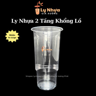  Lốc 50 Ly Nhựa Khổng Lồ 2 Tầng UKP 1000ml 1300ml Đựng Trà Sữa Nước Ép Nhận In Logo Lên Ly 