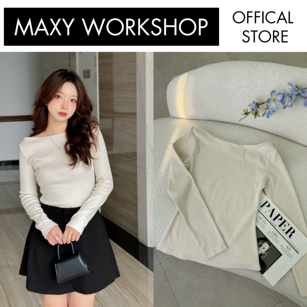 Áo thun tay dài cổ thuyền Long Tee Creamy Maxy Workshop