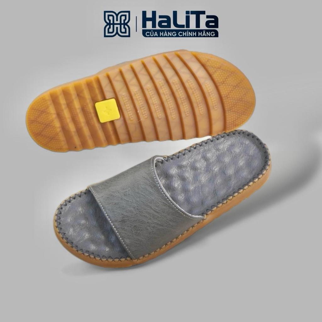 Dép Mát Sa Chân Da Nhúm HaLiTa, Quai Ngang Trơn , đế khâu chỉ chắc chắn , thiết kế răng cưa bám đườn