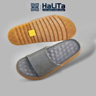 Dép Mát Sa Chân Da Nhúm HaLiTa, Quai Ngang Trơn , đế khâu chỉ chắc chắn , thiết kế răng cưa bám đường tốt. DéP Nam Đế B