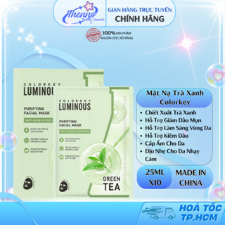  Hộp 10 Miếng Mặt Nạ Giấy Trà Xanh Colorkey Luminous Green Tea BHA Purifying Facial Mask Hỗ Trợ Giảm Dầu Mụn 25ml 10Miếng 