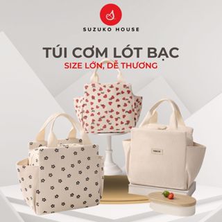 Túi đựng hộp cơm thời trang nữ SUZUKO HOUSE, Túi cơm trưa văn phòng cầm tay lót bạc chống thấm nước TC37