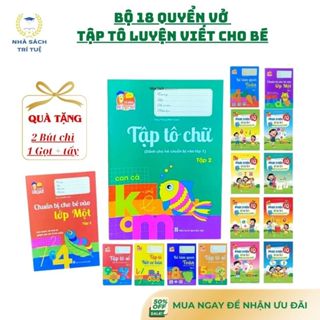 [Chuẩn NXB] Sách- Bộ 18 Quyển Vở Tập Tô Chữ Luyện Viết Phát Triển IQ Cho Bé (Tặng Kèm 2 Bút Chì+ Gọt+ Tẩy)