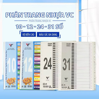 Phân trang nhựa A4 10 số, 12 số , 24 chữ cái , 31 số chia file hồ sơ.