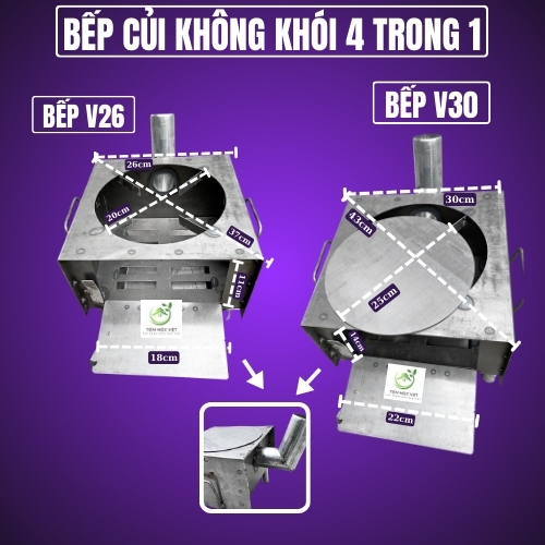 Combo Bếp Củi Không Khói A26 + A30 (Hàng Loại 1) - Thép Không Đen Nồi, Tiết Kiệm Củi, Nấu Nhanh - Mẫ