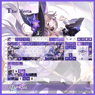  Keycap Honkai: Star Rail Đại Herta thick PBT xuyên led in dyesub 5 mặt 135 phím anime layout keycaps Genshin Impact 