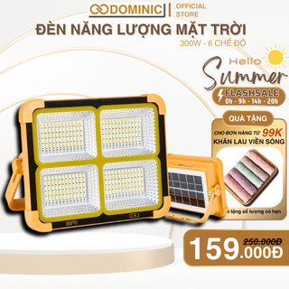 Đèn Năng Lượng Mặt Trời Đa Năng Cầm Tay 300W Sử Dụng 4-6 Tiếng,Tích Điện Chống Nước IP66, 5 Chế Sáng