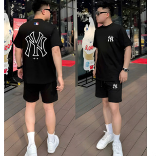 [Hot 2025] Bộ quần áo MLB NY_Áo Vải Cotton 100% 260gsm_Quần Nỉ Chân Cua dày dặn_Full tag mac_SET01