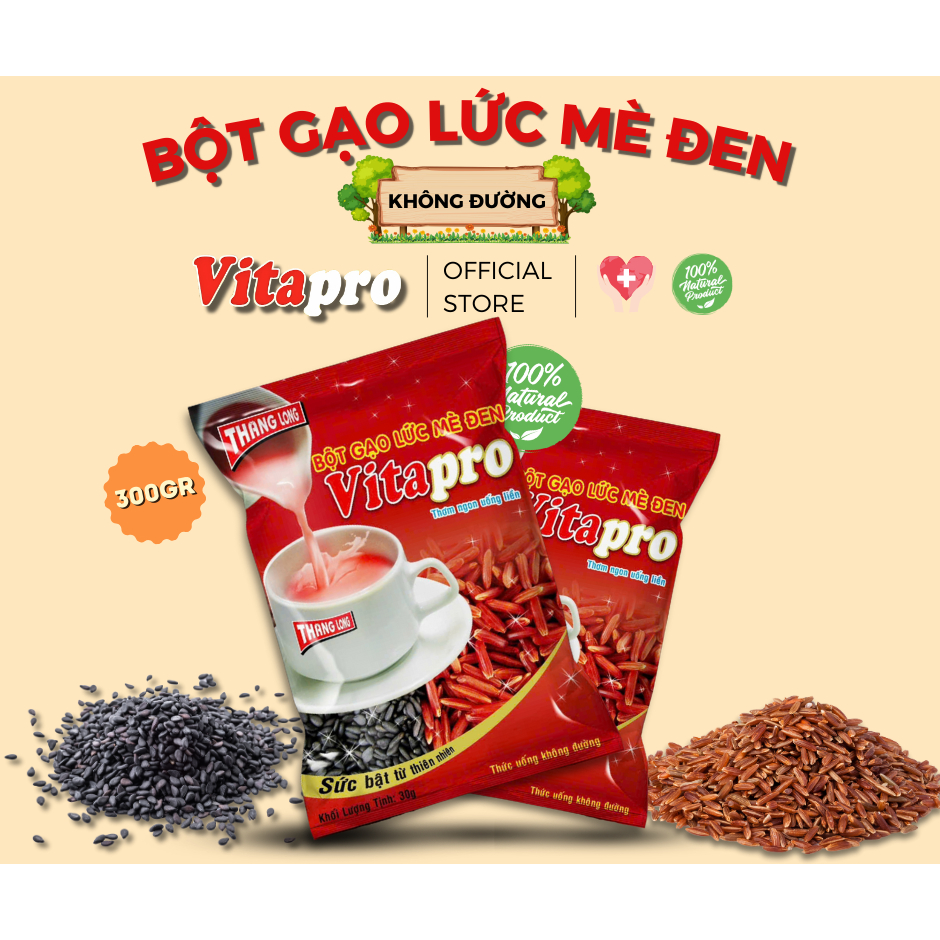 BỘT GẠO LỨC MÈ ĐEN VITAPRO ( KHÔNG ĐƯỜNG ) - 300GR