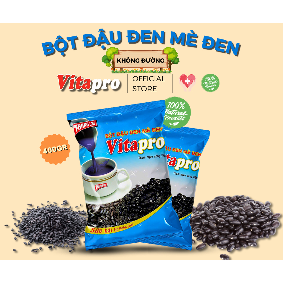 BỘT ĐẬU ĐEN MÈ ĐEN VITAPRO ( KHÔNG ĐƯỜNG) - 400GR