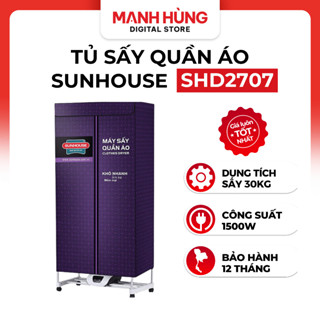 Tủ sấy quần áo Sunhouse SHD2707 - Sấy 20 kg, Công suất 1500W kèm điều khiển - Bảo hành 12 tháng