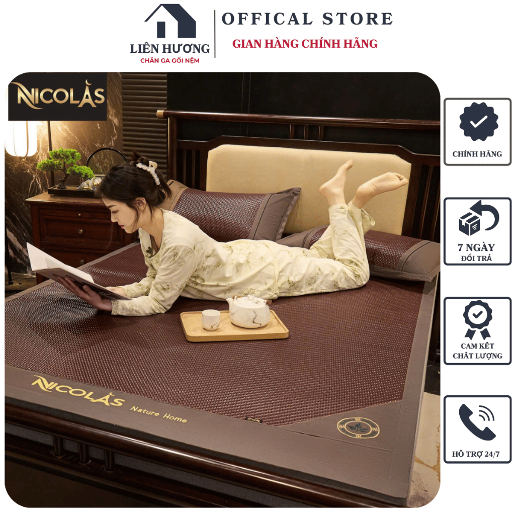 Chiếu mây ngải cứu Nicolas cao cấp dành cho mùa hè , giúp ngủ ngon , hương ngải cứu nhẹ giúp đuổi mu