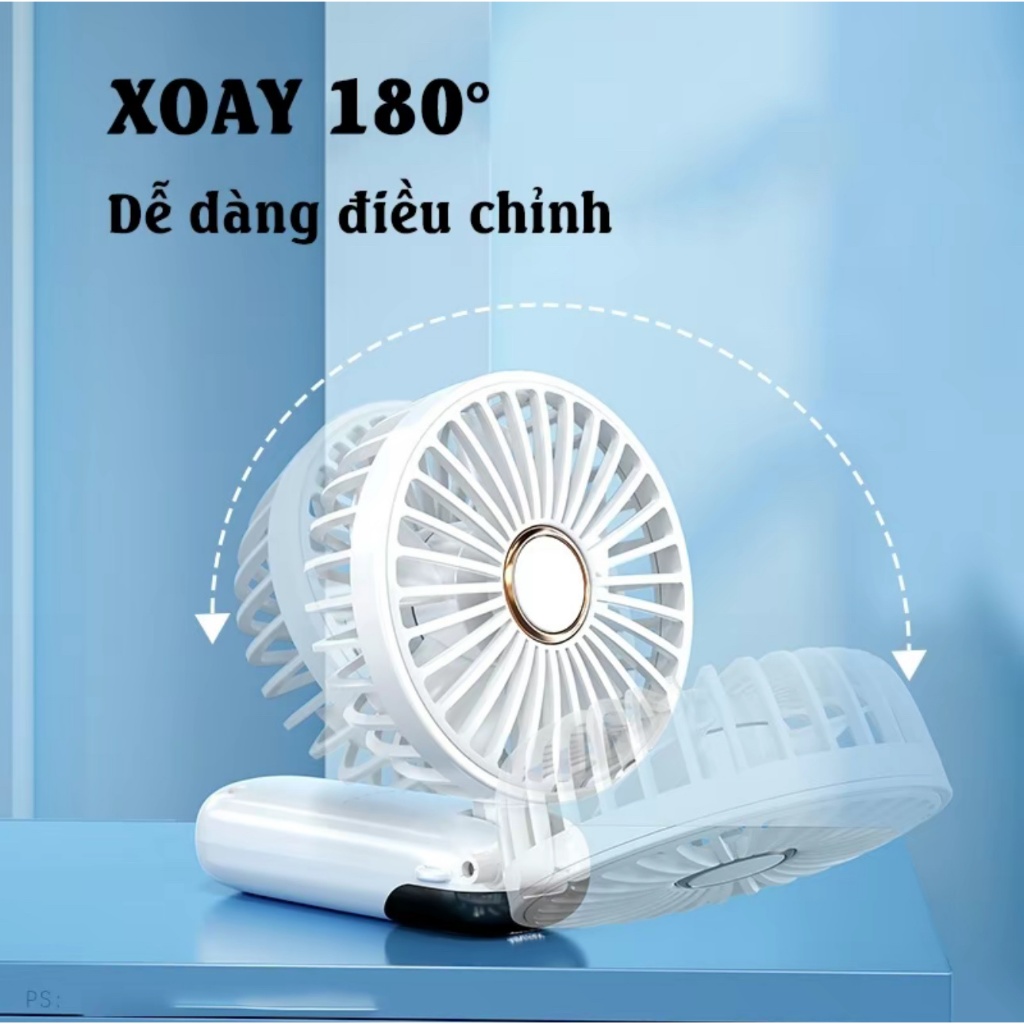 Quạt Tích Điện  Cầm Tay Dung Lượng Pin Khủng, 5 cấp độ gió, màn hình Led Thông Minh Thiết Kế Đơn Giản Tiện Dụng | BigBuy360 - bigbuy360.vn