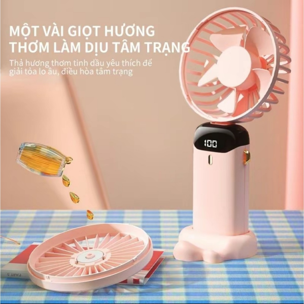 Quạt Tích Điện  Cầm Tay Dung Lượng Pin Khủng, 5 cấp độ gió, màn hình Led Thông Minh Thiết Kế Đơn Giản Tiện Dụng | BigBuy360 - bigbuy360.vn