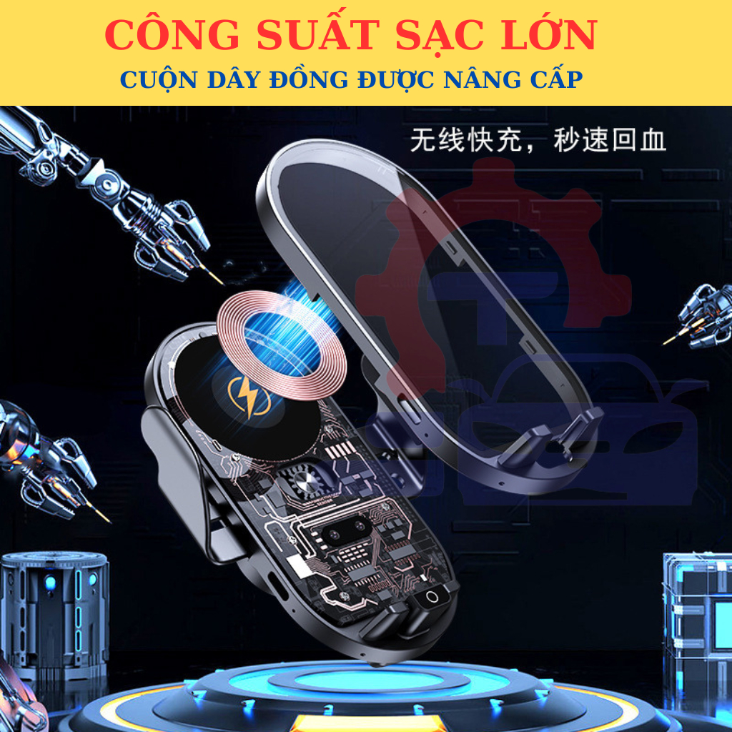 Giá đỡ điện thoại trên ô tô kèm sạc không dây kẹp tự động G2