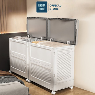 Thùng Đựng Quần Áo Cá Nhân Và Gia Đình Dung Tích Lớn, Hộp Nhựa Gấp Gọn Có Nắp Chống Bụi, Có Bánh Xe Q043