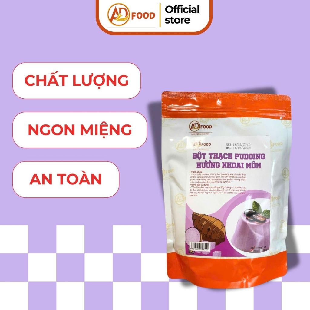 500gr Bột thạch pudding hương khoai môn