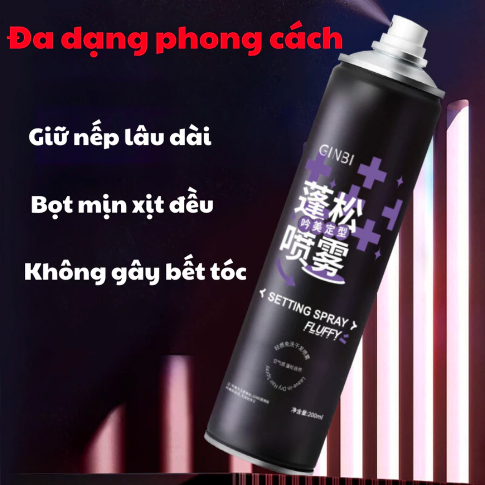 Gôm Mềm Xịt Tóc Tạo Phồng GINBI - Xịt Tóc GINBI Tạo Kiểu, Làm Phồng Tóc, Giữ Nếp Tóc, Không Gây Bết Suốt 24H