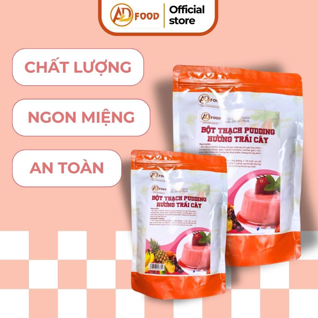 gói 1kg bột thạch pudding vị trái cây thơm ngon