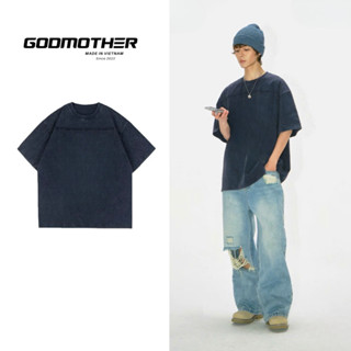 Áo Thun Boxy Wash Màu GODMOTHER Áo Thun Trơn Phối Đơn Giản Nam Nữ Unisex Phong Cách Trẻ Trung Năng Động