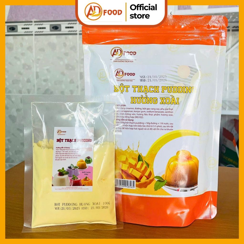 100gr Bột thạch pudding hương xoài dùng thử