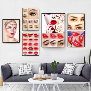 COMBO 5 TRANH PHUN XĂM MẪU MỚI, bộ 5 tranh fomex dán tường decor tiệm phun xăm môi mày thẩm mỹ