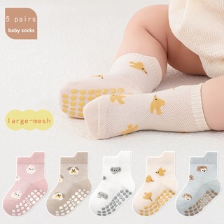  Bộ 3-5 Đôi Tất Lưới Chống Trượt Động Vật Hoạt Hình Cho Bé Trai Và Bé Gái Nhẹ Và Thoáng Khí 