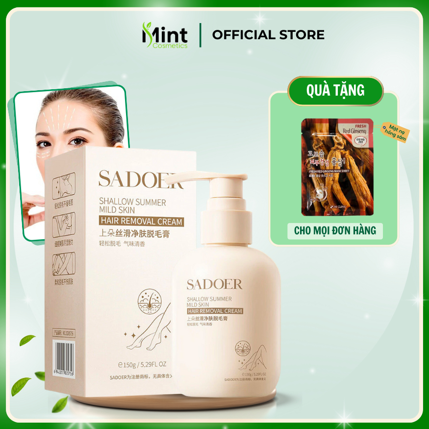 Kem tẩy lông SADOER - Kem triệt lông an toàn hiệu quả tại nhà, tẩy lông nách, tay, chân không đau 150ml