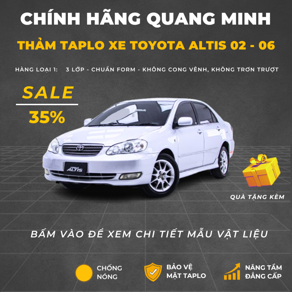 Thảm taplo ô tô, thảm taplo Toyota Altis 2003 - 2007 da carbon chính hãng QMCAR thảm k cong vênh