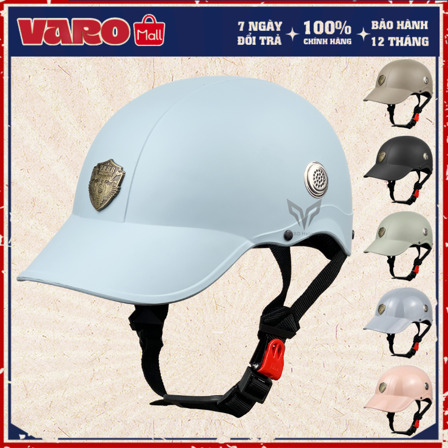  Mũ Bảo Hiểm Lưỡi Trai Varo - Nón Bảo Hiểm 1 2 Kết Cứng Mỏ Liền Nón Kết Dành Cho Nam Nữ-BH 12 Tháng 