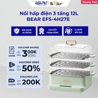 Nồi Hấp Điện Bear DZG-CA2G2 - Xanh Mint 3 Tầng, 12L, 800W, Hẹn giờ hấp | Hàng Chính Hãng BH 18 Tháng