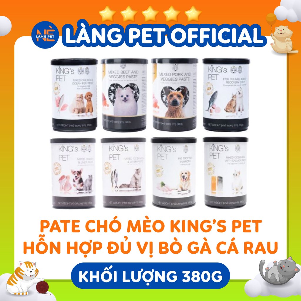 [CAM KẾT GIÁ RẺ NHẤT CHÍNH HÃNG] Pate Cho Chó Mèo King’s Pet Lon 380g hỗn hợp đủ vị - HẠN SỬ DỤNG XA
