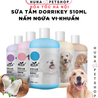 Sữa tắm cho chó mèo Dorrikey, giảm nấm ngứa, dưỡng ẩm, trừ ve rận, bao thơm, sạch  510ml - Huna