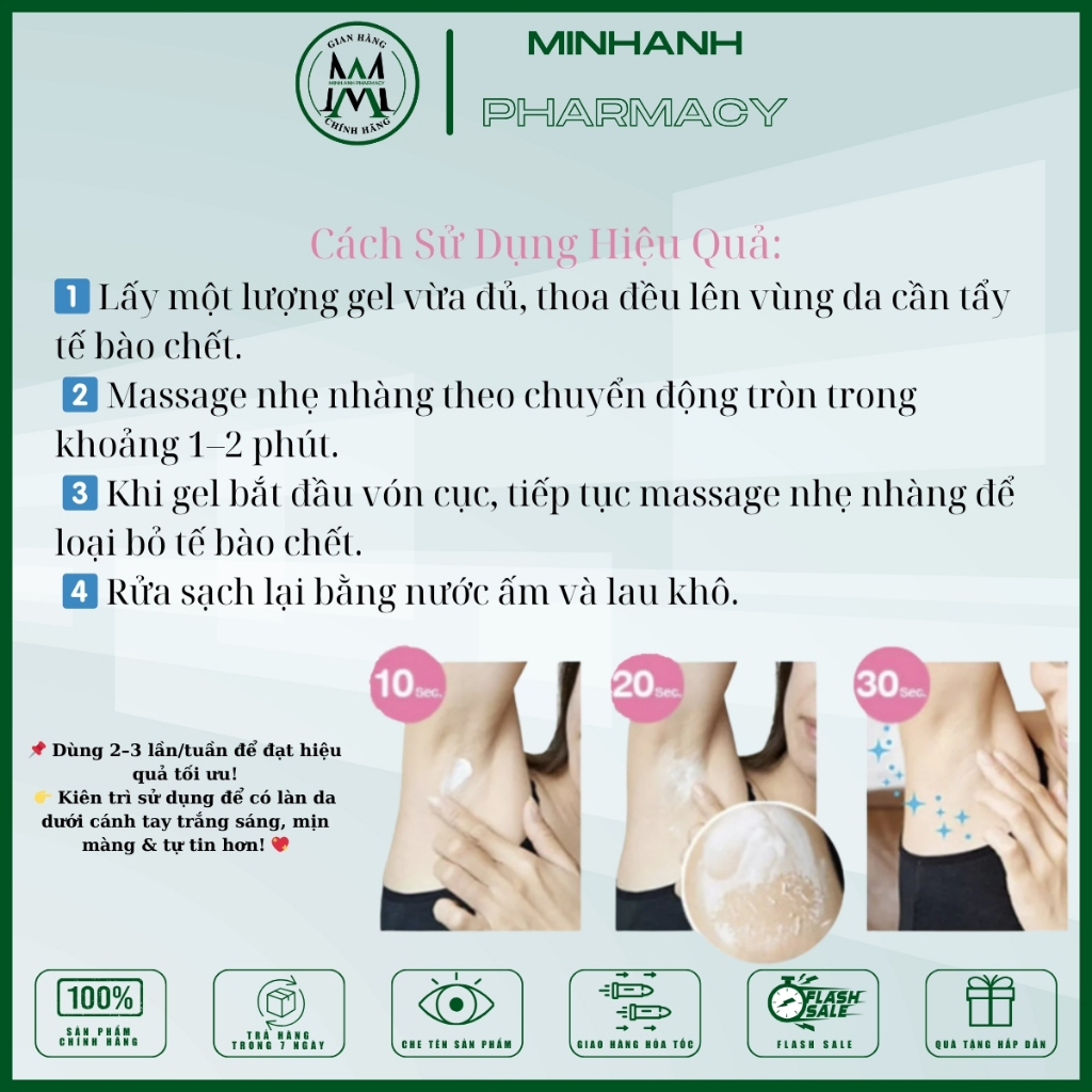 Tẩy tế bào chết Shiro Waki Hime Himecoto Nhật Bản giúp giảm thâm nách làm sạch da chết dưỡng trắng