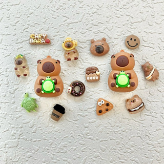 Bộ/Set 14 Jibbitz Crocs, Sticker sẵn nút gắn dép, charm chủ đề Cappypara gắn dép