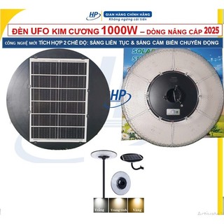  Đèn Năng Lượng Mặt Trời UFO 1000w KIm Cương 3 Màu Đèn Dĩa Bay Đèn Sân Vườn 