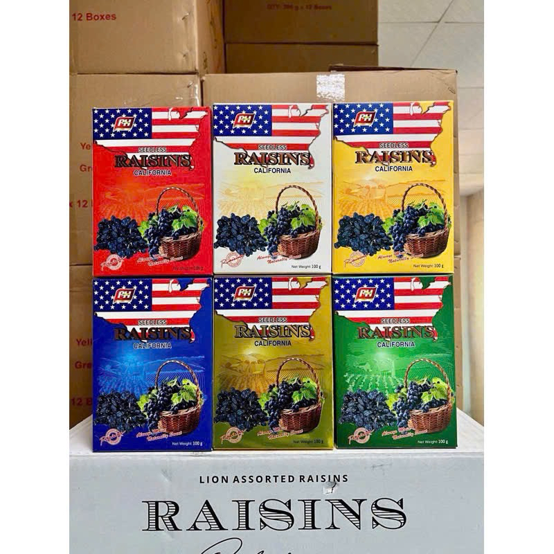Nho khô Phương Hiền Raisins 100g hộp giấy- Hàng công ty chính hãng