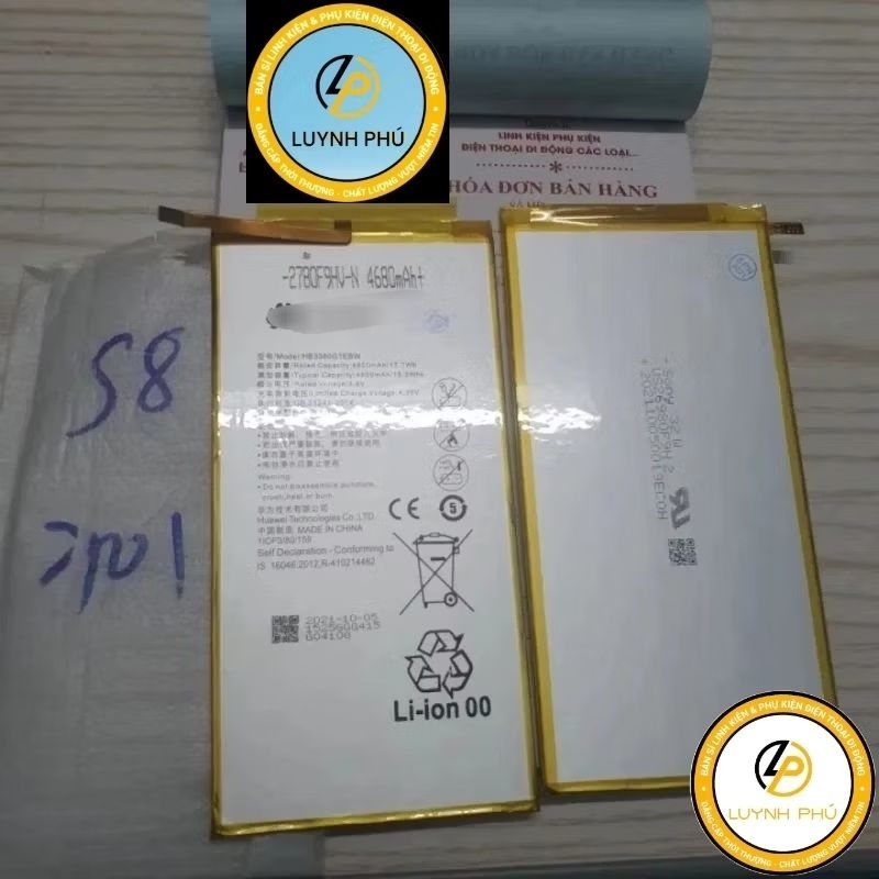 Pin tab s8 701 T1 A21 CPN L09 AGS L09 T3 10. KOB L09 M2 801L HB3080G1EBW(ảnh thật)