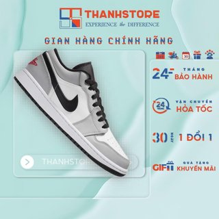   CHÍNH HÃNG  Giày thể thao nam nữ trắng xám giày AIR JORDAN 1 LOW LIGHT SMOKE GREY - NJLMG  2  