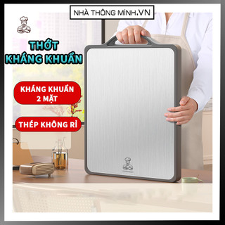  Thớt INOX  Thớt Kháng Khuẩn  Thớt 2 Mặt Inox 304 và Nhựa PP Kháng Khuẩn Chống Mốc Bản To 40CM- Nhà Thông Minh VN 
