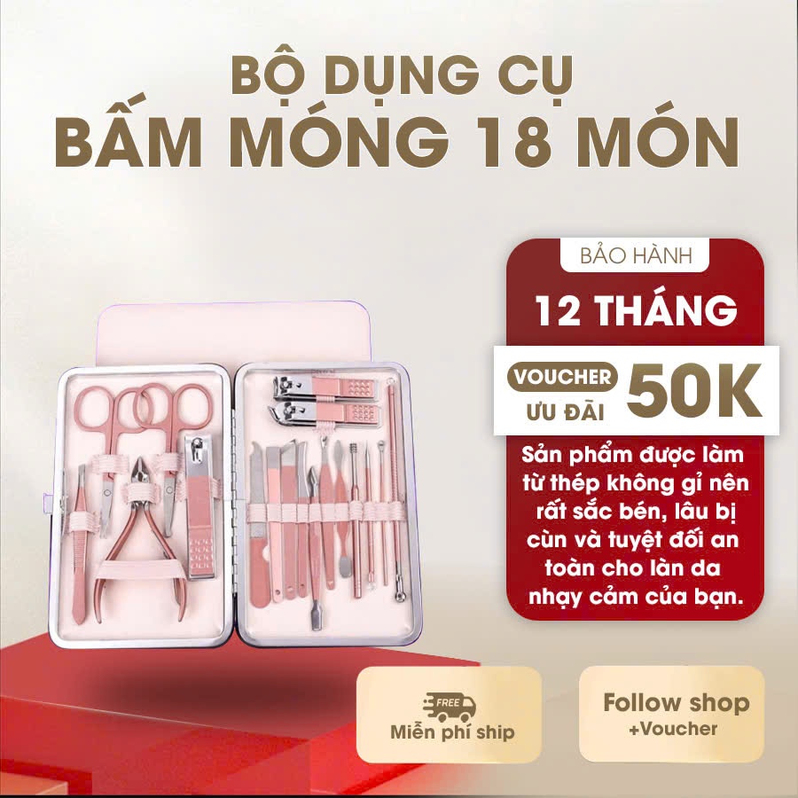 Bộ Dụng Cụ Bấm Móng Tay 16 món - Sét Dụng Cụ Làm Móng 3DM 18 Chi Tiết Nail Care Cao Cấp