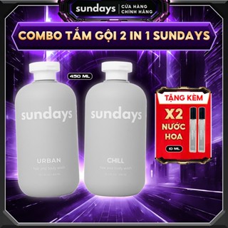 Sữa Tắm Gội hương nước hoa Nam 2in1, Sữa Tắm Dầu Gội Sundays giảm mụn lưng, ngăn ngừa đổ mồ hôi