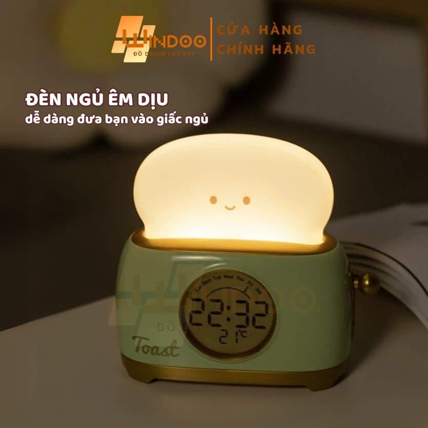 Đồng hồ báo thức màn hình LED có đèn ngủ để bàn, đồng hồ xem giờ hiển thị nhiệt độ Windoo WD133