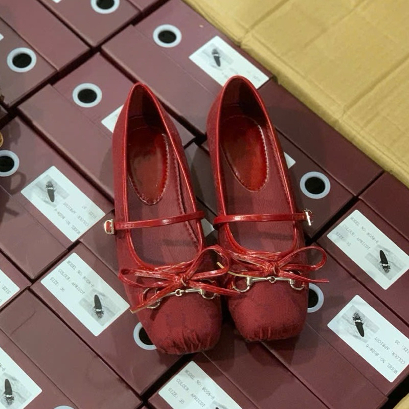  Giày búp bê bệt nơ mũi vuông quai ngang QCCC L1 fullbox hộp đỏ 