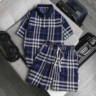 Bộ Quần Áo Nam UMA STORE Kẻ Barry Chất Liệu Cotton Chéo Cao Cấp Siêu Đẹp Áo Cộc Tay Quần Short SPB24