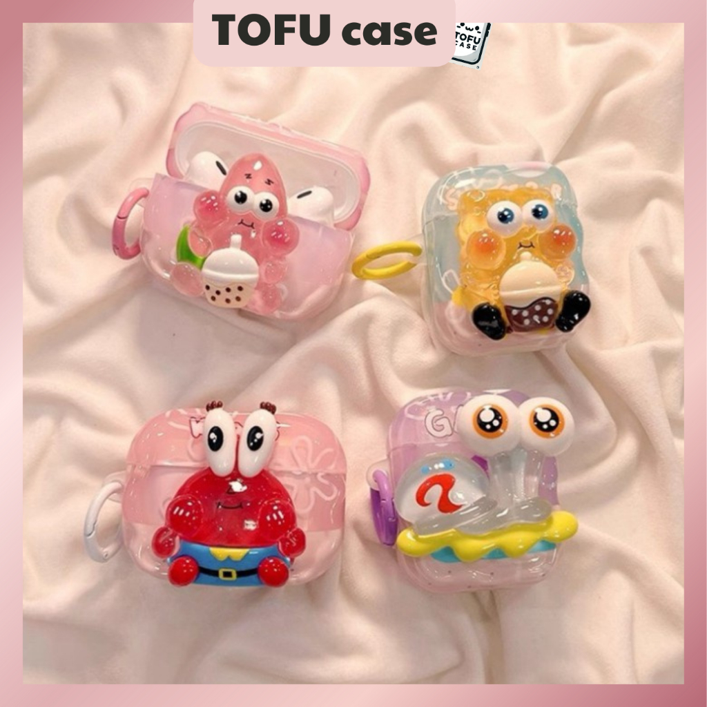 Vỏ airpod kute hình Sao biển, bọt biển, cua biển, sên biển cho airpod 4, airpod 3, airpod, 2, airpod