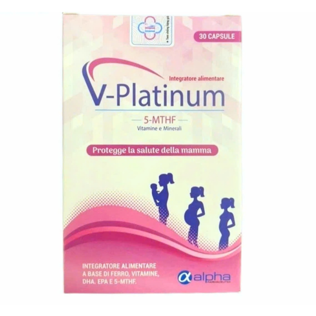 V-Platinum 5-MTHF .Vitamin tổng hợp cho phụ nữ trước  và trong khi mang thai .hộp 30 viên (Ý)