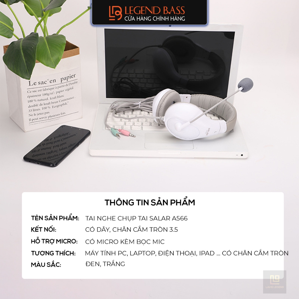 Tai Nghe Máy Tính Chính Hãng SALAR A566 Jack Cắm 3.5 Âm Thanh HiFi Tai Nghe Gaming Có Mic Học Online Cho Bé | BigBuy360 - bigbuy360.vn