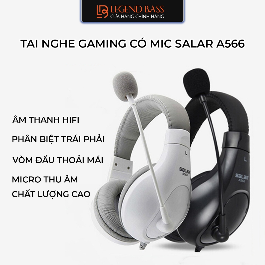 Tai Nghe Máy Tính Chính Hãng SALAR A566 Jack Cắm 3.5 Âm Thanh HiFi Tai Nghe Gaming Có Mic Học Online Cho Bé | BigBuy360 - bigbuy360.vn